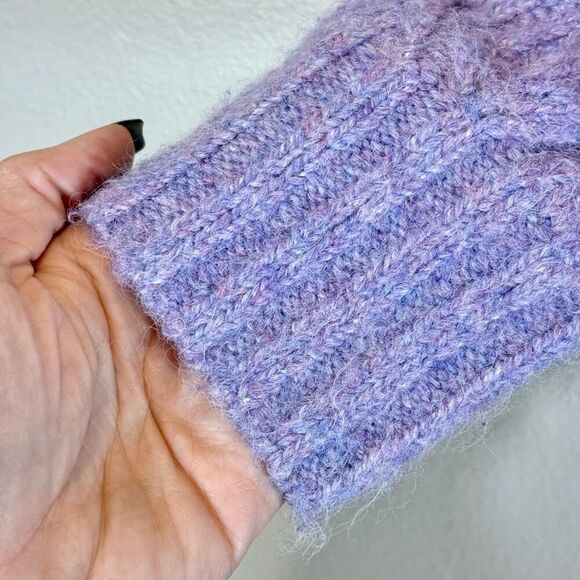 NWOT Lulus Tie Front Wool Blend Cropped Lavender Women's Cardigan Medium - Picture 2 of 9